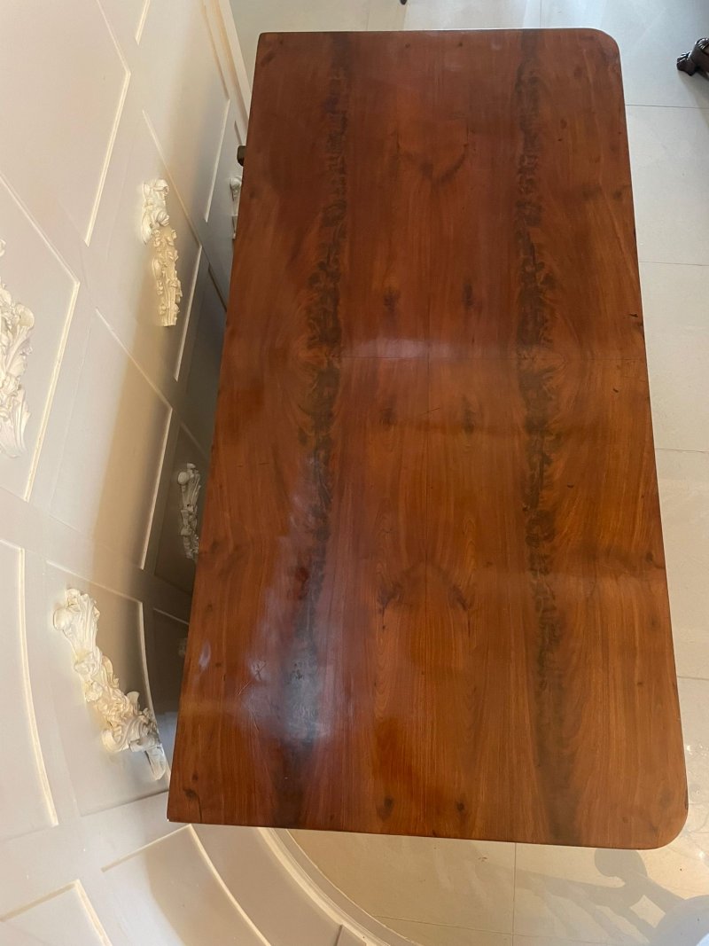 Unusual Antique Victorian Quality Figured Mahogany Kneehole Architects Desk - Image 9